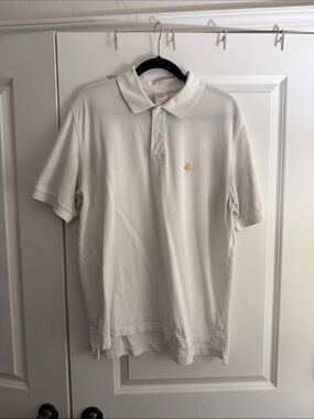 Mens White Polo Shirt with Subtle Embroidered Logo